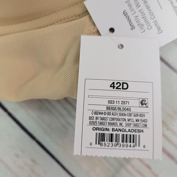 Women's Demi Lightly Lined T-Shirt Bra - Auden  Pearl Tan 42D - Picture 4 of 5